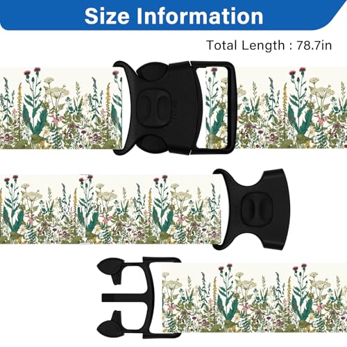 Image of Luggage Straps for Suitcases, Travel Adjustable Belt with Quick Release Buckle, Heavy Duty Nylon Bag Packing Strap, Unique Bright Identifiers Business Travel Accessories (2 Pack) - White Flowers