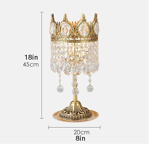 Miniatura 2 de NOLLAM Lámparas de Mesa Lámpara de mesa de cristal de latón Lámpara de noche Palacio Europeo con colgante de cristal en forma de corona francesa