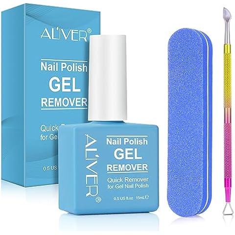 Gel Nail Polish Remover 0.5 Fl Oz with Nail File & Nail Polish Scraper, Professional Gel Remover for Nails, Easily & Quickly Remove Nail Polish in 3-5 Minutes, Doesn't Hurt Nails Cover