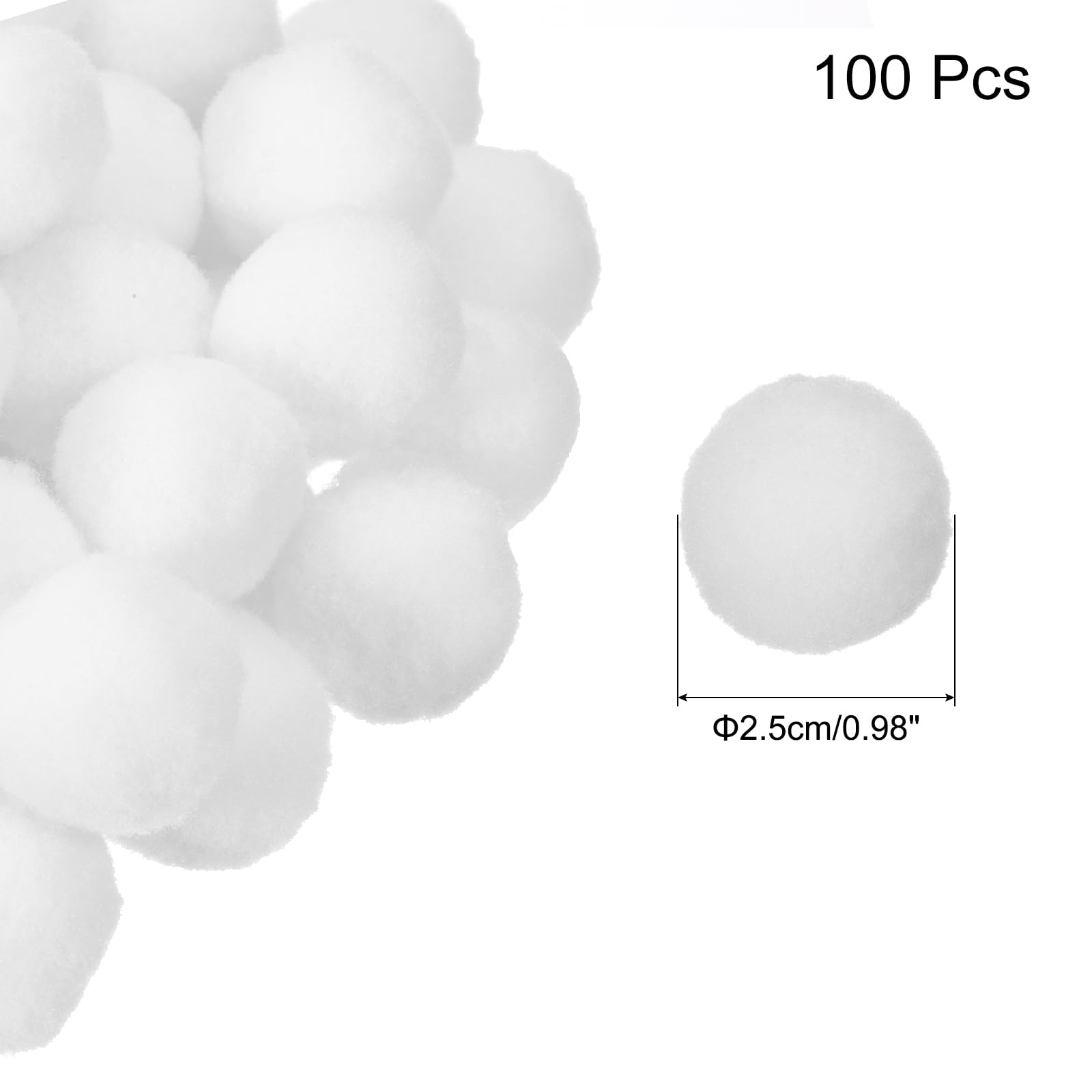 QUARKZMAN Bolas De Fieltro Pom Para Proyectos De Manualidades Caseras DIY Paquete De 100 Blanco 2.5cm 25mm
