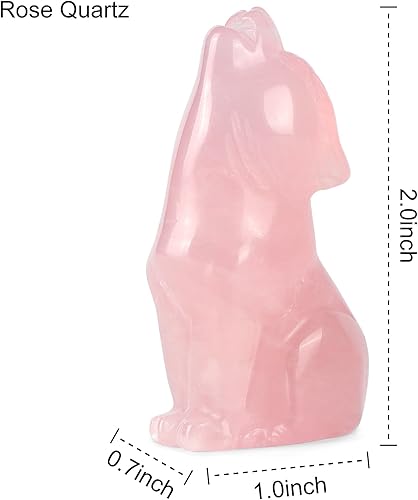 Miniatura 3 de Artistone Estatua de lobo de cristal de 2 pulgadas, de cuarzo rosa, curativa, reiki, escultura de animal, adorno de escultura de animales de