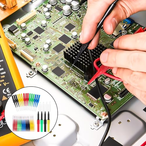Image of 19pcs Test Back Probe Pin,0.7mm Test Probes Pins Insulation Piercing Needle Wire Piercing Probes Insulation Back Probe Non-Destructive Pin, Multimeter 4mm Banana Socket for Car Tester