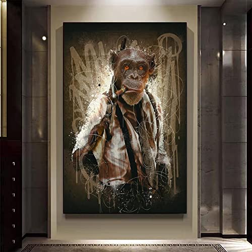 Singe toile peinture moderne graffiti art animalier sans cadre 60x90cm