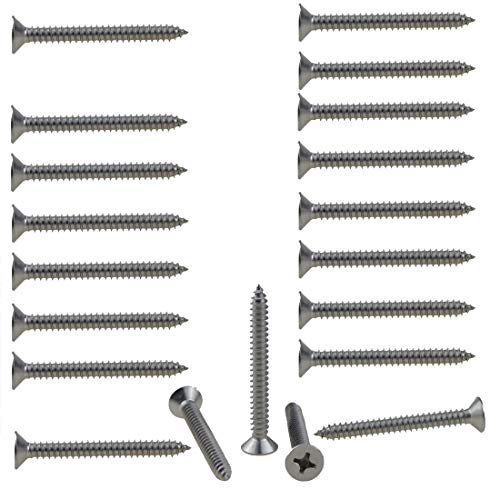 Vis autotaraudeuses inox 304 M6 x 55 mm tête plate Phillips anti-rouille