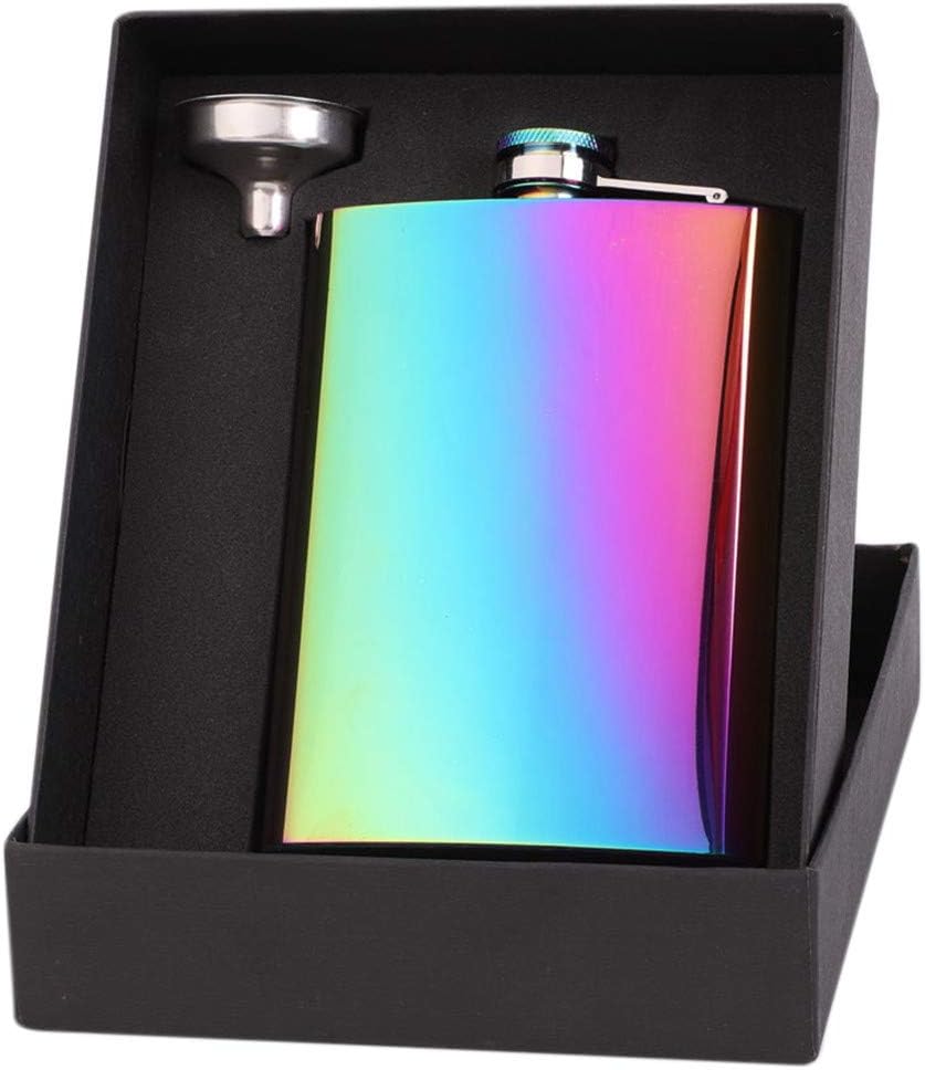 Flаѕh Dеаlѕ - 60% оƒƒ 8 oz Stainless Steel Hip Flask with Funnel, Holographic Leakproof Pocket Drinking Flask for Liquor Wine Alcohol Gift Set for Men Women