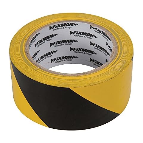 Fixman Hazard Warning Tape 50mm x 33m Black/Yellow Cover