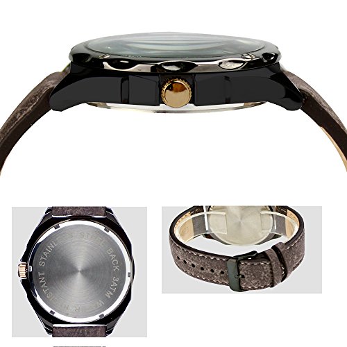 City cassa in oro rosa quadrante nero cinturino in...