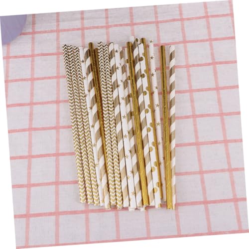 Pitillos de papel biodegradables con diseño de corazones dorados miniatura 6