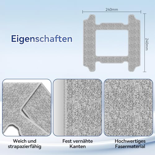 Jemyths Reinigungstücher Zubehör passend für den Jemyths Quadratisch Fensterputzroboter, 4 Stück Ersatz, Waschbare Mikrofaser Wischtücher, Reinigungstücher Zubehör Anwendbar auf YW758
