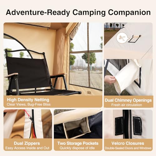 Image of KNUO Inflatable Camping Tent, Large Blow-Up Air Tent, No Assembly Needed Luxury Glamping House, Oxford Fabric