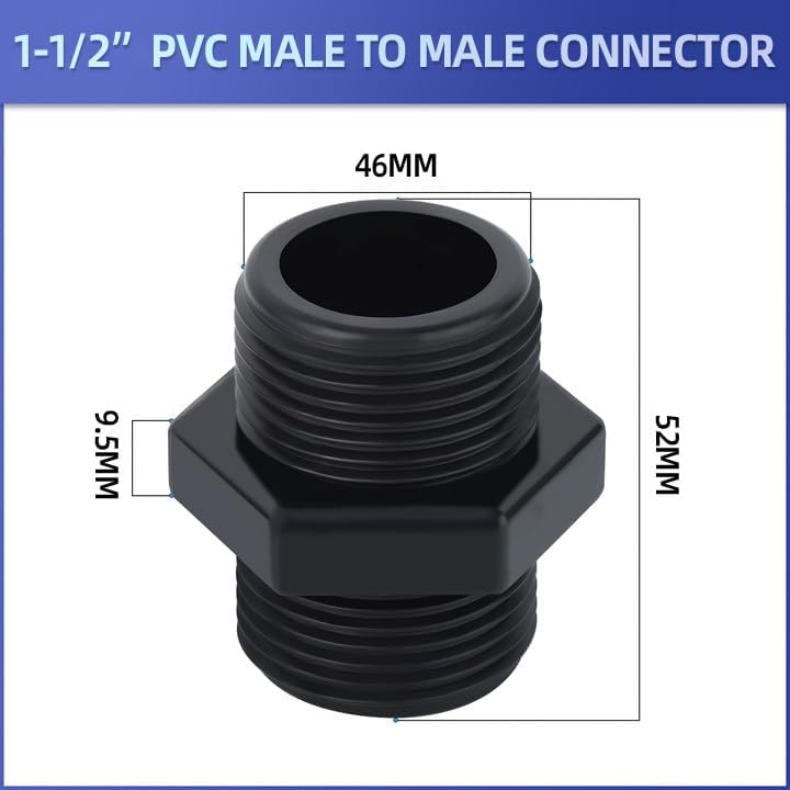 Accesorios de tubería hexagonal de PVC de 50 mm con rosca macho doble antiderrames 2