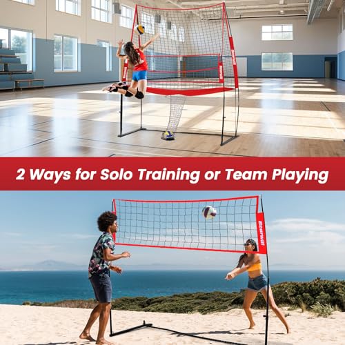 Bearwill Volleyball Training Equipment, Volleyball Practice Net System Update Freely Adjustable, Portable Volleyball Net for Backyard Indoor Outdoor Hitting Serving Passing Practice - Image 6