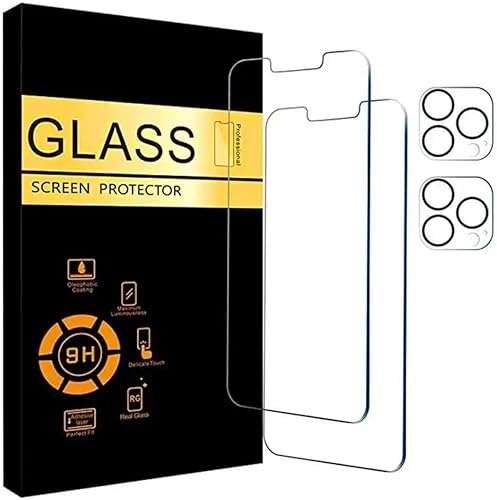 AD - Paquete de 2 protectores de pantalla con 2 protectores de lente de cámara de vidrio templado para iPhone 15 (dureza 9H) HD (paquete de 4)