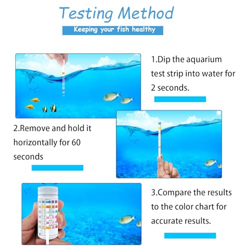 Image of 7 in 1 Aquarium Test Kit Freshwater Saltwater,100 Strips Fish Tank Water Testing Kit,Fish Tank Pond Water Quality Test Strips Accurate Testing