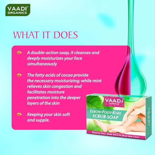 Image of Vaadi Herbals Elbow Foot Knee Scrub Soap with Almond and Walnut Scrub, 75g x 3
