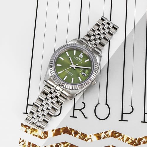 Image of BUREI Men's Classic Luxury Watch Stainless Steel Waterproof Machine Watch Fashion Double Watches Date Sapphire Crystal