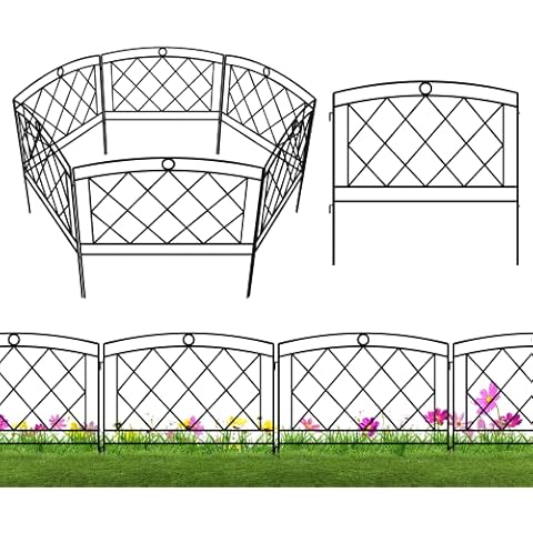 Poshions Gartenzaun Teichzaun 6tlg Set Zaunelemente Metall Steckzaun Für Hunde Gartenzaun Komplettset Hundezaun Gartenzaun Zum Stecken Dekorative Zaun 60x60 Cm Cover