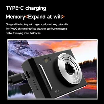 Digital Camera Digital Video Camera CCD 65MP 2.4 Inch LCD Flip Screen Auto Focus 8X, for Beginners/Teens/Students((Pink 32G)