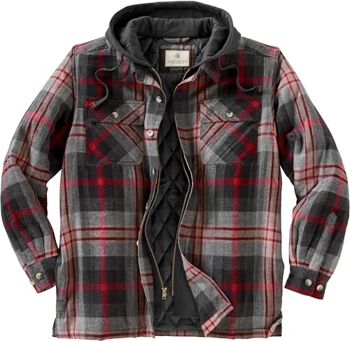 Legendary Whitetails Mens Plaid Flannel Shirt Jacket Quilted with Hood