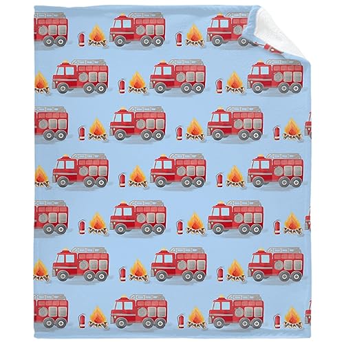 Image of Fire Truck Fleece Throw Blanket - Super Soft, Cozy Flannel, Air Conditioning, 80x60 in for Adults