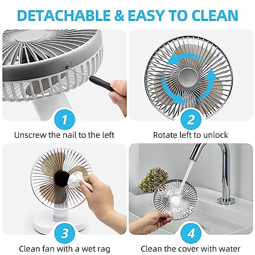 Asyourz Small Desk Fan Oscillating Table Fan, Usb Rechargeable Fan 4000Mah Battery Operated Fan, Adjustable Desktop Fan With 4 Speeds Portable Fan Desk Fan For Bedroom Office Travel Bathroom #TOP6