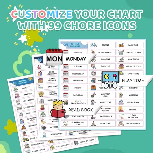 Image of Upgraded Slider Morning /Bedtime Routine Chart for Kids Toddlers - Magnetic Kids Chore Chart for 2 Kids, Dry Erase Chore Chart for Kids, Visual Schedule for Kids