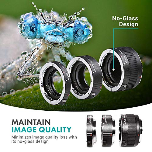 Conjunto de tubos de extensión macro AF cromado Movo MT-S68 de 3 piezas para cámaras DSLR Sony Alpha, sistema de lentes A-Mount con tubos de 12 mm, 20 mm y 36 mm miniatura 4