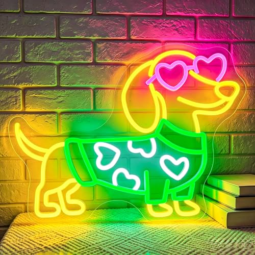 Image of Happy Dog Neon Sign for Wall Decor Light Up Sign Led Signs for Room Party Home Wall Decor USB Powered