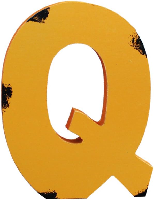 Oak-Pine 7" Wooden Letters Alphabet A-Z Vintage Handcraft Multi Color Wall Decor for Home, Nursery, Shop, Business Signs, Name,Festival Wedding Decoration Q