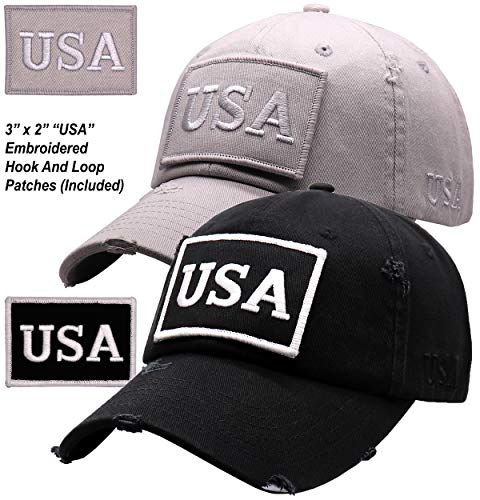 Image of Antourage American Flag Unisex Baseball Hat for Men and Women | USA Flag Mesh Snapback Flat Visor Cap + 2 Patriotic Patches