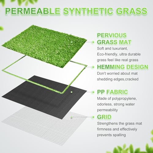 Image of Hompet Dog Grass Pads, Puppy Turf Potty Training Pads, Artificial Turf for Dog Systems Replacement Grass Mats, Easy to Clean with Fast Drain Holes, Indoor /Outdoor Garden Lawn Patio Balcony 28 inchx18 inch