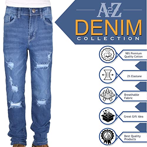 A2Z Kids Boys Relaxed Straight Fit Boot Cut Mid Blue Ripped Jeans Stretchy Comfort - Jeans JN64 Mid Blue._134