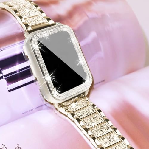 Image of SUPOIX for Apple Watch Band 45mm + Case, Bling Bands for Women (Champagne) | Shiny Metal Bands & 2 Pack Protective Cover Cases for iWatch Series 9 /8 /7 45mm