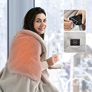 Maxwelf Apollo Heated Blanket, Portable Blanket. 63×47 Angora Yarn Fleece, Cape & Pillow Blanket, Electric Blankets for…