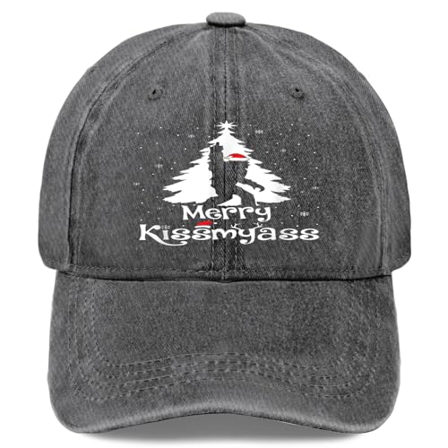 Merry Kissmyass Funny Bigfoot Yeti Sasquatch Christmas Tree Hat for Men fashion