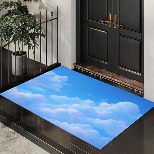 Tapis de cuisine lavable grand format bleu clair paysage - 5