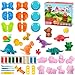 GEEKEO Formine Plastilina per Bambini, 37 Pezzi Accessori per Pasta Modellabile Dinosauri Argilla Polimerica Senza Cottura Giocattolo, Set di Pasta da Gioco ​per Ragazzi e Ragazze 3 4 5 6 Anni