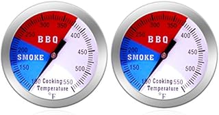 NEWSTART BBQ Thermometer Gauge - Charcoal Grill Pit Smoker Temp Gauge Grill Thermomete, Stainless Steel, 2 Pack