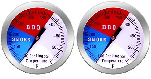 NEWSTART BBQ Thermometer Gauge - 2 Pcs Charcoal Grill Pit Smoker Temp Gauge Grill Thermometer with Fahrenheit and Heat Indicator