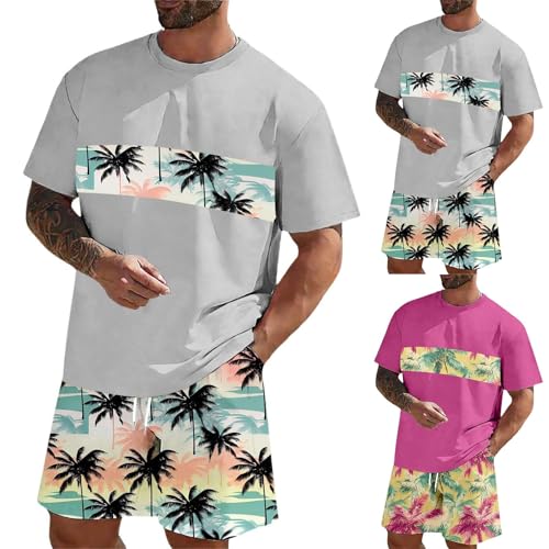 Survêtement de sport homme ensemble 2 pièces hawaïen léger muni de poches de plage