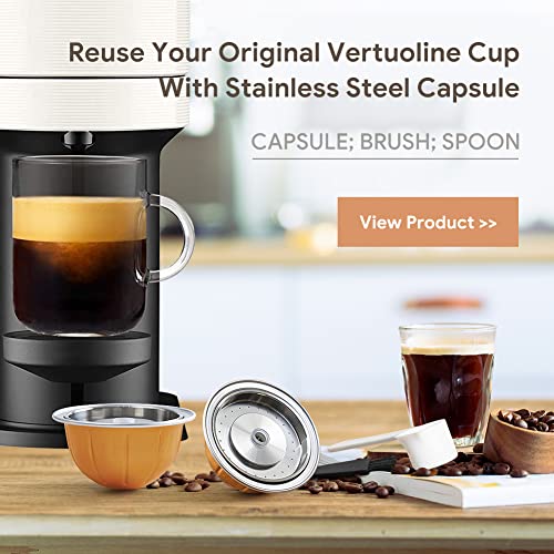 Nes Presso Vertuo Pods Upgrade Version Only For Vertuo Next Coffee Brewer To Make 230 Ml Crema Coffee, Benfuchen Stainless Steel Capsule Reusable Pods For Vertuo Next, 2 Capsules 1 Tamper #TOP7