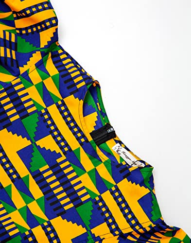 Image of Womens African Vintage Ruffle Trim Sleeve Ankara Tunic Swing Dress