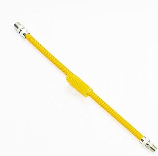Range Oven Gas Connector Yellow Coated 5/8" OD Tube x 24" Long Fittings 1/2" MIP x 3/4" MIP