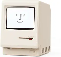 ANTPO Relógio despertador retrô 1984 para PC, visor LCD Pixel com hora/data/temperatura, 5 modos de alarme, brilho ajustável, suporte de disquete e adesivos retrô, presente nostálgico para fãs de