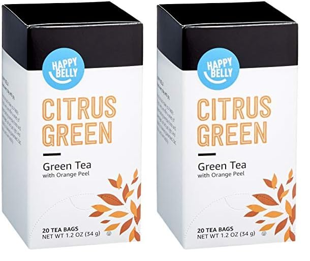 Amazon Brand - Happy Belly Citrus Green Tea Bags, 20 Count (Pack of 2)