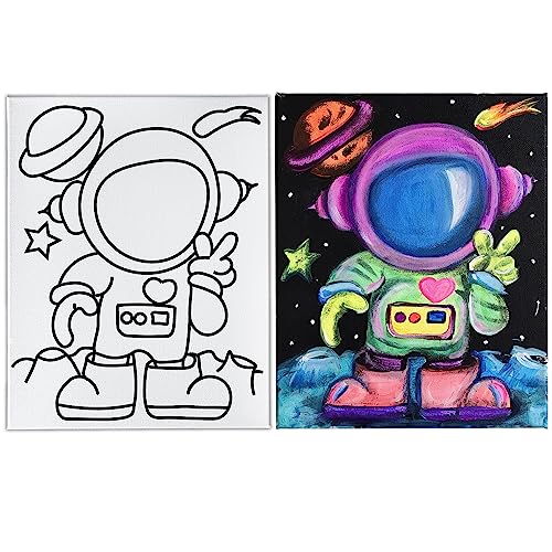 INDIGO ART STUDIO Pre Drawn Canvas Painting for Adults Kids Couples | Stretched| Art Activity | Astro Boy Space | DIY Birthday Gift & Adult Sip and Paint with Twist Party Favor | (8x10 Inches)