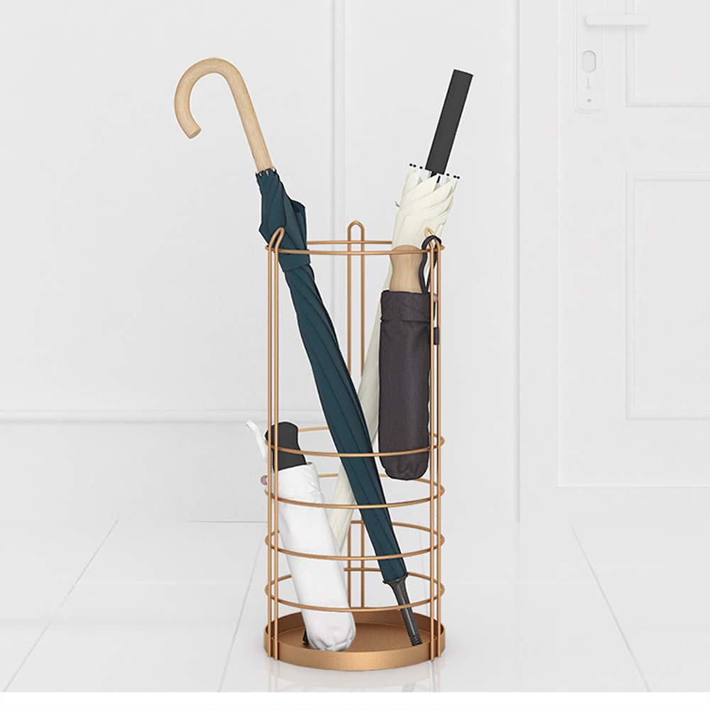 Porte-parapluie en métal doré chic pour entrée de maison et hall d’hôtel