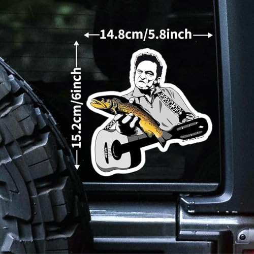 Image of Funny Fishing Bumper Sticker Decal - Weatherproof Vinyl for Car, Auto, Laptop - Fly Fishing, Country Singer, Brown Trout, Cowboy Gift Designs