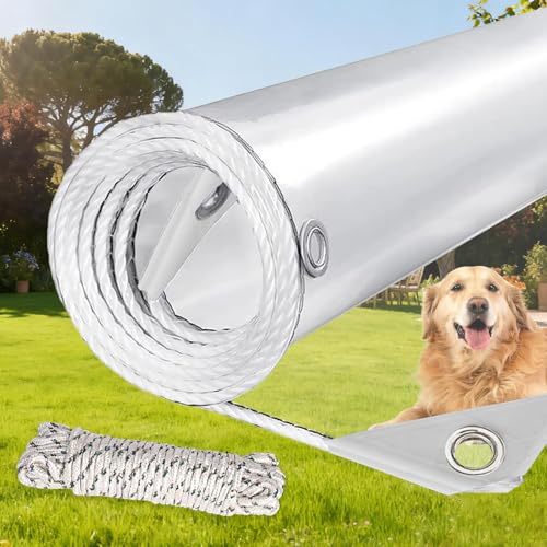 LC&QS Clear Tarps Heavy Duty PVC, Transparent Tarp Durable Waterproof Dustproof Windproof, Tarpaulin with Grommets & Ropes for Greenhouse, Patio, Garden, Pavilion, Chicken, Porch, Outdoor(12' x 20')