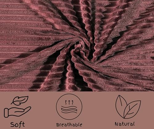 Image of RD TREND Presents Velvet 250 GSM Self Stripe Pillow Cover Set of 2 with Zipper, Size -18 inch x 28 inch Inches (45x71 Cm) (Wine)